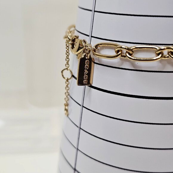 Coach Signature Link Bracelet NWOT 6 1/2+1 Ext - Picture 5 of 6